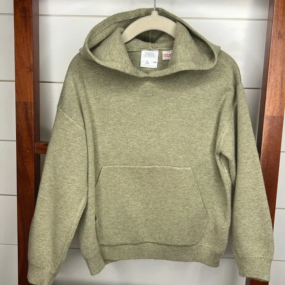 Zara Kids- Pistachio Green, Hooded Sweater - Picture 3 of 8